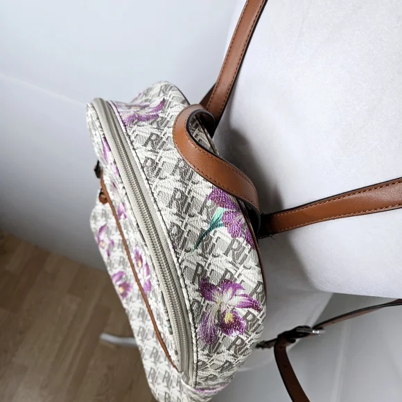 Ralph Lauren Gray and Purple Floral Backpack Brand New- Ralph Lauren Floral Belknap Backpack | eBay main image 4
